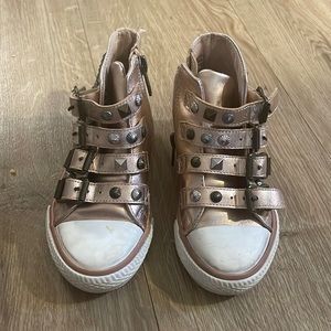 Ash Kids Viper Metallic Rose Gold Studded High Tops Size 25